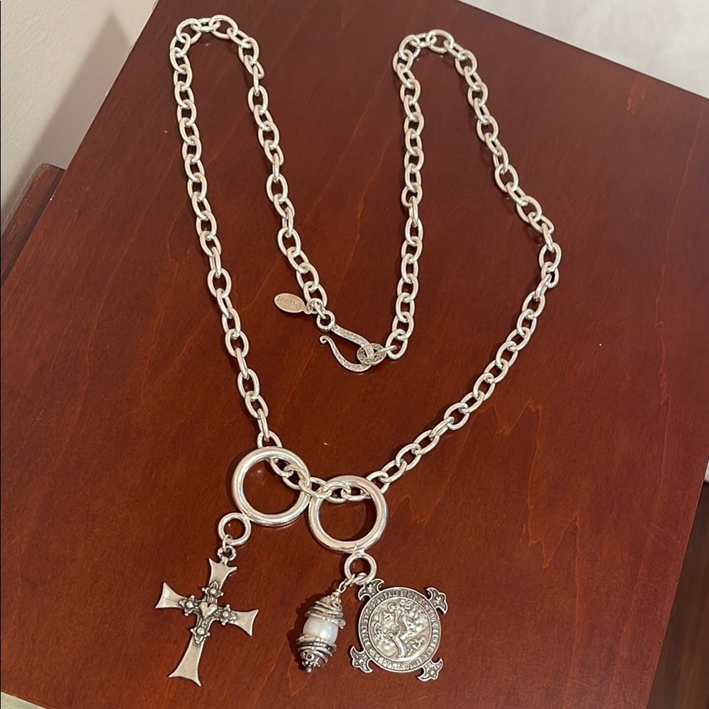 Heavy Sterling Silver 30” Charm Necklace by Bobby Schaefer of Schaef Designs
